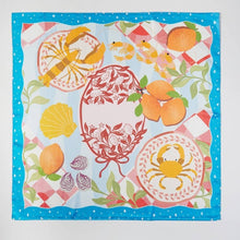 Load image into Gallery viewer, Seaside Crab Lobster Shrimp Feast Square Bandana Scarf: GN