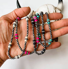 Load image into Gallery viewer, Western Navajo Pearl Choker Navajo Style Pearl: Fuschia