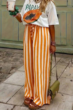 Load image into Gallery viewer, Striped Wide-Leg Pants-Black or Orange