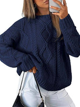 Load image into Gallery viewer, Women Cable Knit Sweater Loose Fit Chunky Fall Pullover: Apricot