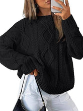 Load image into Gallery viewer, Women Cable Knit Sweater Loose Fit Chunky Fall Pullover: Apricot