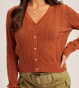 The Pointelle V Neck Cardi