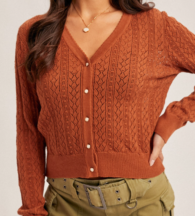 The Pointelle V Neck Cardi