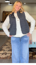 Load image into Gallery viewer, Quilted Zip Up Vest-Charcoal