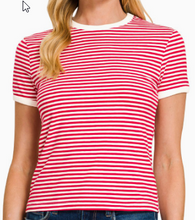 Load image into Gallery viewer, The Sicily Striped Tee-Black, Brown, Cabernet, Lt Olive, &amp; Ruby