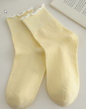 Load image into Gallery viewer, The Ruffle Sock-Black, Blue, White, Pink, Purple, Yellow