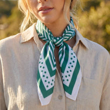 Load image into Gallery viewer, Polka Dot Concentric Square Print Satin Scarf: NV