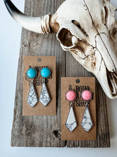 Load image into Gallery viewer, Western Geometric Shape Stone Stud Earrings: PINK