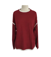 Load image into Gallery viewer, Slouchy Color Block Contrast Lines Crew Sweater: Beige
