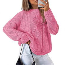 Load image into Gallery viewer, Women Cable Knit Sweater Loose Fit Chunky Fall Pullover: Apricot