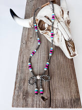 Load image into Gallery viewer, Western Navajo Style Bead Coquette Bow Necklace: PINK MUTLI