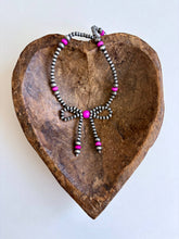 Load image into Gallery viewer, Western Navajo Style Bead Coquette Bow Necklace: PINK MUTLI