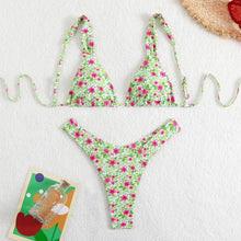 Load image into Gallery viewer, Sexy Double-Layered Printed Lace-Up Bikini Swimsuit