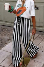 Load image into Gallery viewer, Striped Wide-Leg Pants-Black or Orange