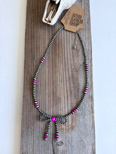 Load image into Gallery viewer, Western Navajo Style Bead Coquette Bow Necklace: PINK MUTLI
