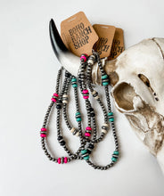 Load image into Gallery viewer, Western Navajo Pearl Choker Navajo Style Pearl: Fuschia
