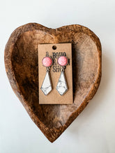 Load image into Gallery viewer, Western Geometric Shape Stone Stud Earrings: PINK