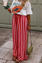 Load image into Gallery viewer, Striped Wide-Leg Pants-Black or Orange