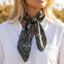 Load image into Gallery viewer, Bandana Paisley Print Satin Square Scarf: BR