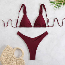 Load image into Gallery viewer, Sexy Double-Layered Printed Lace-Up Bikini Swimsuit