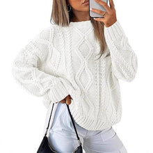 Load image into Gallery viewer, Women Cable Knit Sweater Loose Fit Chunky Fall Pullover: Apricot