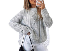 Load image into Gallery viewer, Women Cable Knit Sweater Loose Fit Chunky Fall Pullover: Apricot