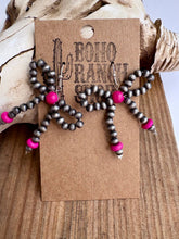 Load image into Gallery viewer, Western Navajo Style Bead Coquette Bow Earrings: PINK