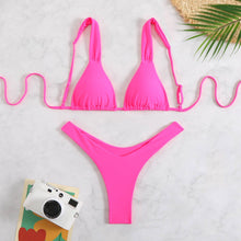 Load image into Gallery viewer, Sexy Double-Layered Printed Lace-Up Bikini Swimsuit