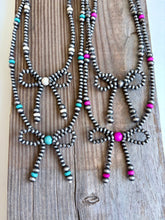 Load image into Gallery viewer, Western Navajo Style Bead Coquette Bow Necklace: PINK MUTLI