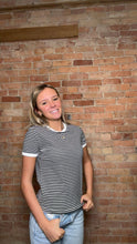 Load image into Gallery viewer, The Sicily Striped Tee-Black, Brown, Cabernet, Lt Olive, &amp; Ruby