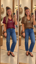 Load image into Gallery viewer, The Fish Net Sweater-Brown &amp; Cabernet