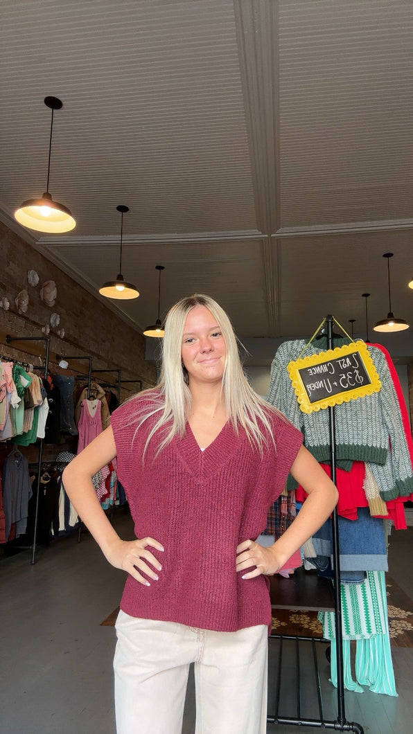 The Cream Brule Sweater-Cabernet
