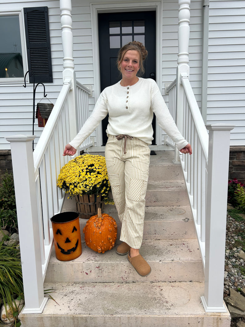 The Baylee Button Sweater-Ivory