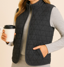 Load image into Gallery viewer, Quilted Zip Up Vest-Charcoal
