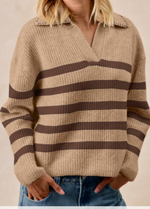 The Susie Striped Sweater-Tan