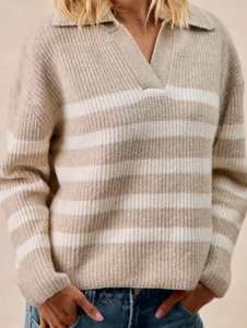 The Susie Striped Sweater-Light Brown
