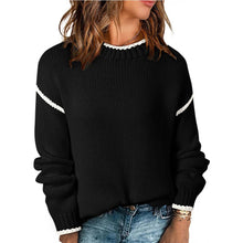 Load image into Gallery viewer, Slouchy Color Block Contrast Lines Crew Sweater: Beige