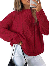 Load image into Gallery viewer, Women Cable Knit Sweater Loose Fit Chunky Fall Pullover: Apricot