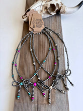 Load image into Gallery viewer, Western Navajo Style Bead Coquette Bow Necklace: PINK MUTLI