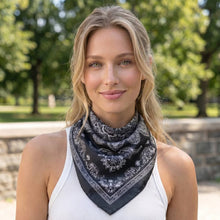 Load image into Gallery viewer, Paisley Mandala Print Square Satin Scarf: GN