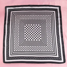 Load image into Gallery viewer, Polka Dot Concentric Square Print Satin Scarf: BK