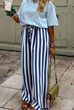 Load image into Gallery viewer, Striped Wide-Leg Pants-Black or Orange