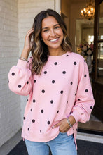 Load image into Gallery viewer, Polka Dot Oversized Sweatshirt-Lemon or Beige