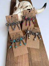 Load image into Gallery viewer, Western Navajo Style Bead Coquette Bow Earrings: PINK