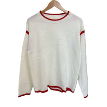 Load image into Gallery viewer, Slouchy Color Block Contrast Lines Crew Sweater: Beige