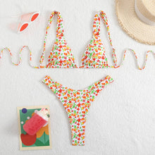Load image into Gallery viewer, Sexy Double-Layered Printed Lace-Up Bikini Swimsuit