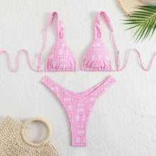 Load image into Gallery viewer, Sexy Double-Layered Printed Lace-Up Bikini Swimsuit