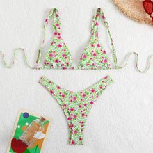Load image into Gallery viewer, Sexy Double-Layered Printed Lace-Up Bikini Swimsuit